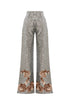SILVER SEQUIN HIGH WAIST WIDE LEG TROUSERS